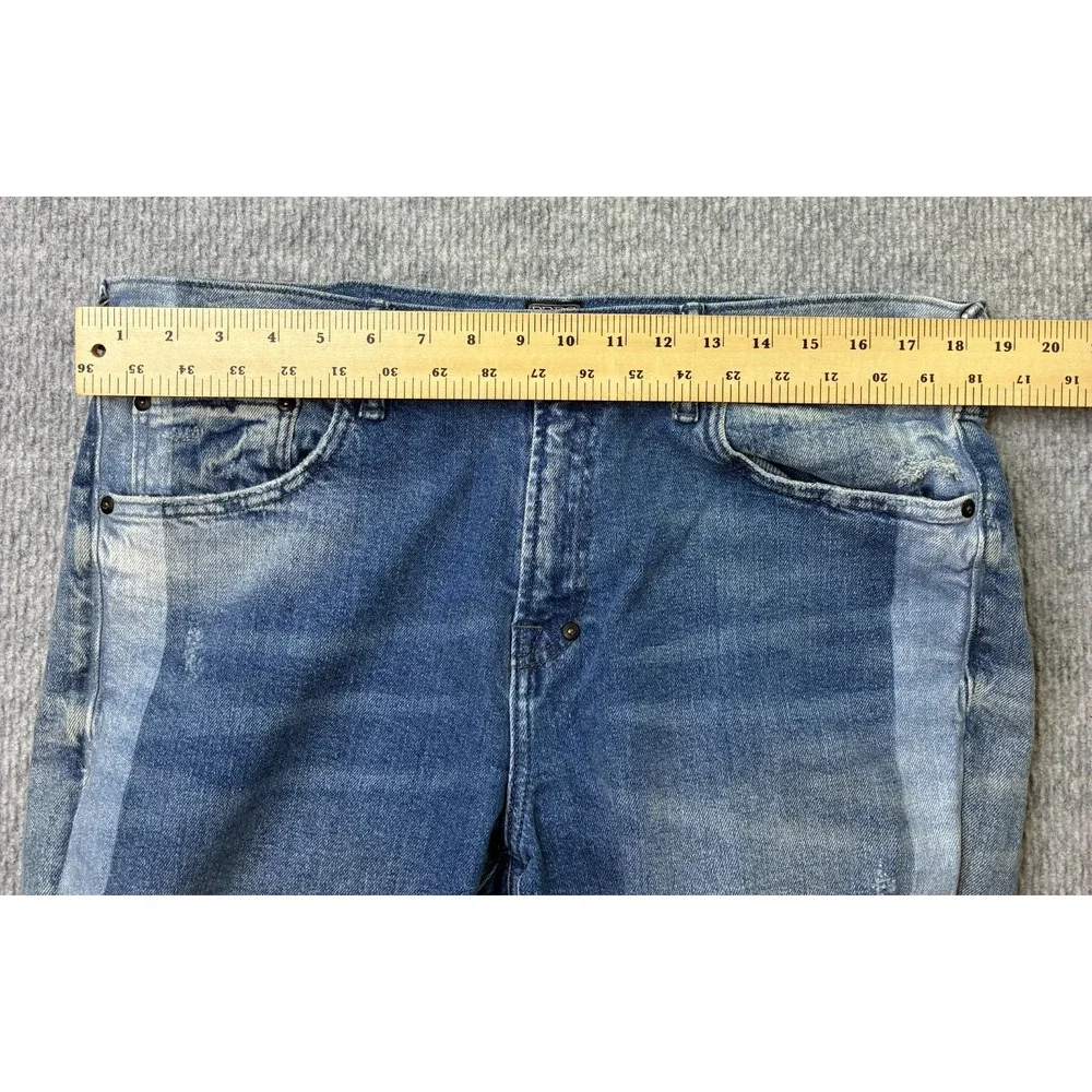 PRPS Mens Jeans 36x33 Indigo Blue Stretch Slim Tapered Distressed E87P316FS